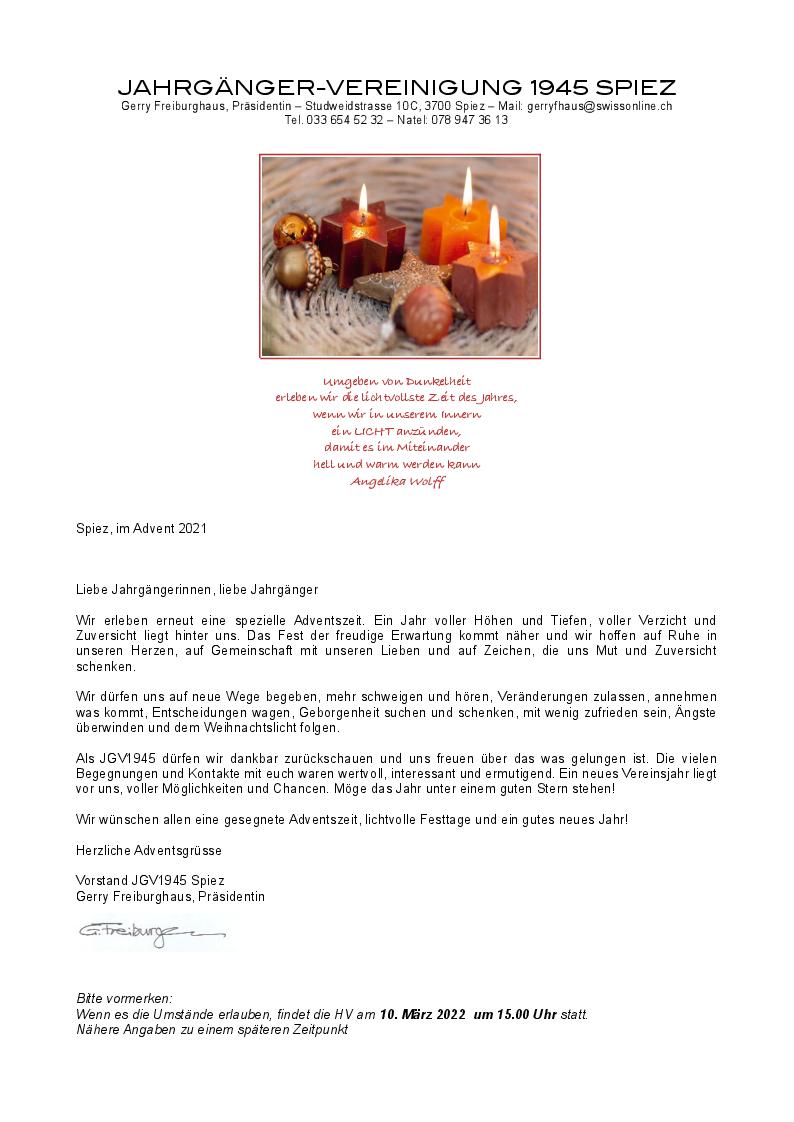 Adventsbrief 2021